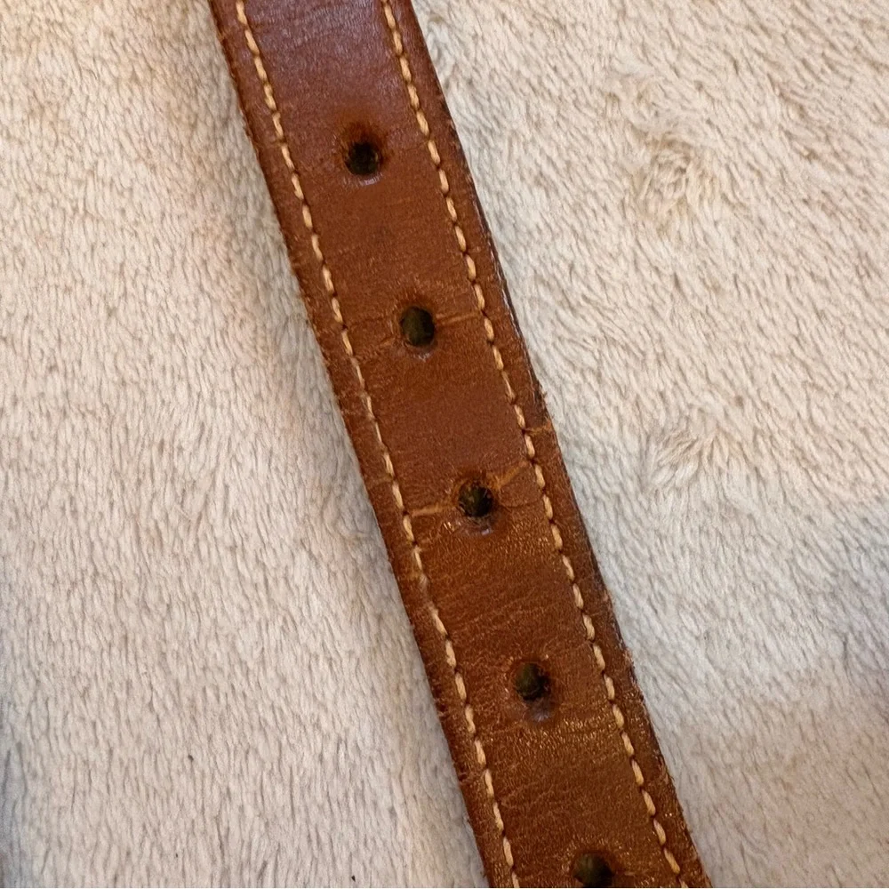 Dooney & Bourke Black Wool Surcingle Belt with Brown Leather Trim Brass Buckle